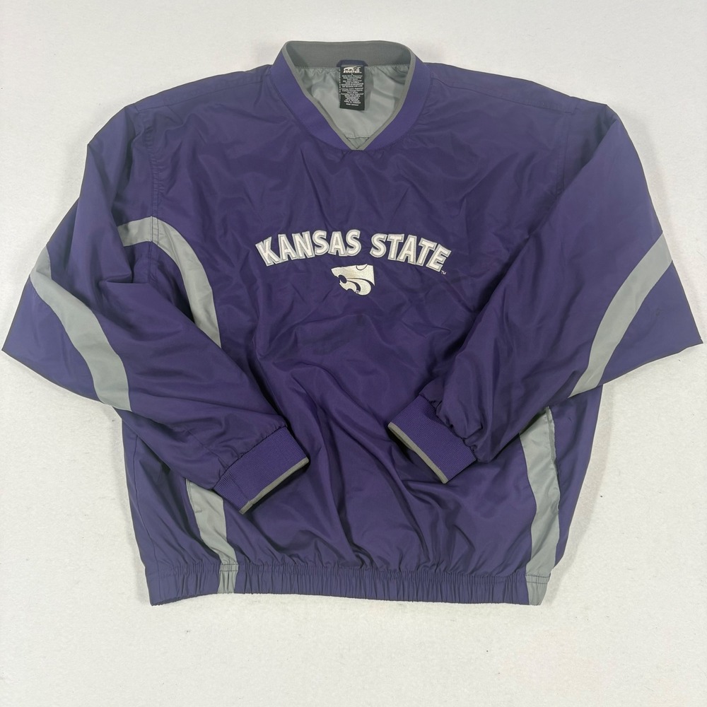 Vtg Starter Windbreaker Pullover Men Large Purple Kansas State Wildcats V-Neck